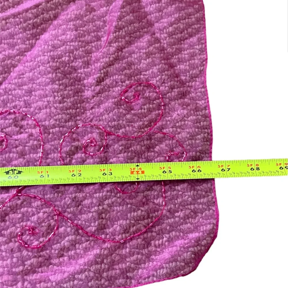Vintage Collection XIIX Beautiful Mesh Sheer Bright Pink Beaded Scarf